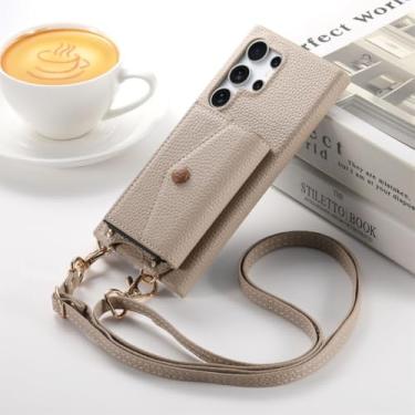 Imagem de Capa tipo carteira para Samsung Galaxy A55 com porta-cartões (para Samsung Galaxy A55/cáqui)