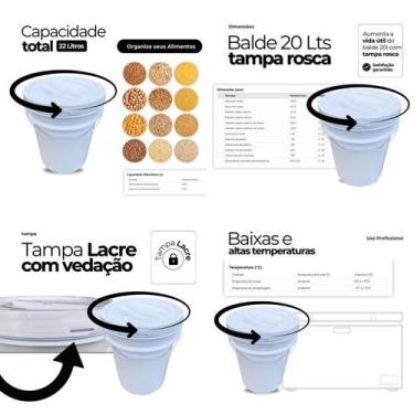 Imagem de Balde Para Ração De Animal Tampa De Rosquear - Kit 11 Pçs - Nastripack