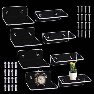 Imagem de GLOBLELAND Pacote com 8 prateleiras de parede de acrílico transparente para decoração de casa 10 cm prateleiras flutuantes para armazenamento, quarto, sala de estar, cozinha