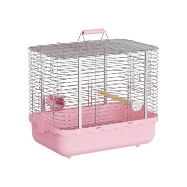 Imagem de YOOSO WING Gaiola de viagem para transporte de pássaros, gaiola de aço inoxidável portátil durável com poleiro de pássaro e tigela de alimentação para papagaios, canários, periquitos, periquitos