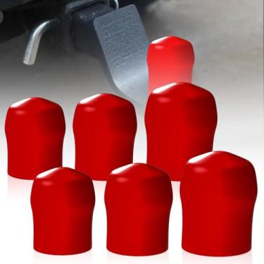 Imagem de Pacote com 6 capas de bola de engate de reboque, tampas protetoras antiferrugem à prova de poeira, compatível com SUV Trucks RV Boat Caravan Trailer Ball e mais acessórios (vermelho)