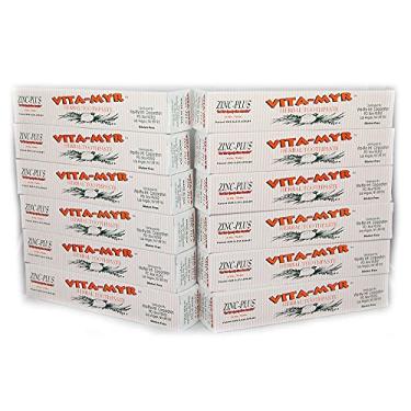 Imagem de VITA-MYR Creme Dental Oral Care Zinc+, Sem Açúcar, Flúor, Glúten, Álcool/Peróxido, Sacarina, Adoçante/Corante Artificial. Pacote Com 12 Unidades.