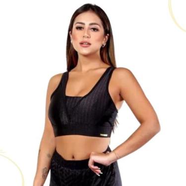 Imagem de Top Fitness 3D Feminino Academia Bojo Decote V Alça Larga - CM Fitness