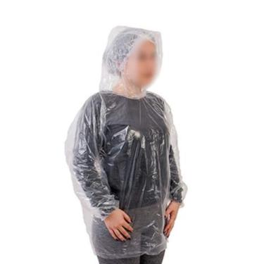 Imagem de 10 Bata Plástica Transparente Com Capuz Elástico No Punho - Aradesc, B