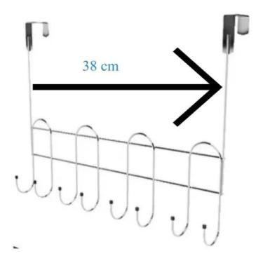 Imagem de Cabide De Porta Multiuso Com 8 Ganchos Toalha Roupa Vassoura - stolf