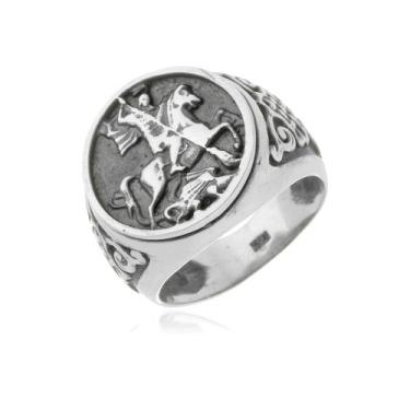 Imagem de Anel Dedeira Em Prata 925kl São Jorge Guerreiro Protetor - Juniorjoias