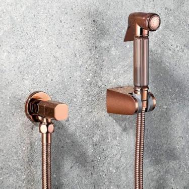 Imagem de Kit De Ducha De Ouro Escovado Tique Hd Pulverizador De Bidê De Aço Inoxidável Válvula De Torneira De Bidê De Vaso Sanitário Jet Set Chuveiro, Rose Gold