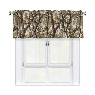 Imagem de Cortina camuflada sanefa curta haste bolso tratamento de janela para sala de estar, quarto, cozinha, banheiro, 1 painel 137 cm L x 45,7 cm C