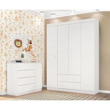 Imagem de Quarto de Bebê com Guarda Roupa 04 Portas + Cômoda Sapateira  - Phoeni