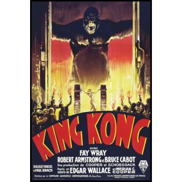 Imagem de BUY ART FOR LESS Filme King Kong oficialmente licenciado - Gates (Fire) - Pôster artístico - 61 x 91 cm - Impressão decorativa - Papel pôster - Pronto para emoldurar
