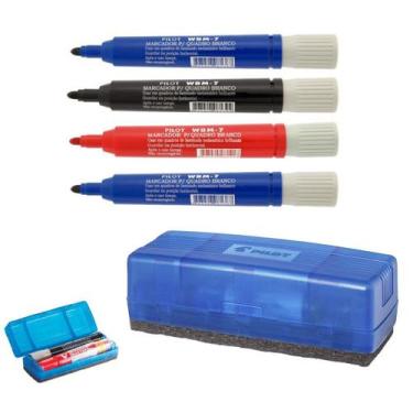 Imagem de Kit 4 Canetas P/ Quadro Branco WBM-7 + Apagador 150n Pilot