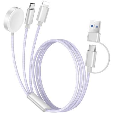 Imagem de Cabo carregador Temdan para Apple Watch e iPhone 16 roxo
