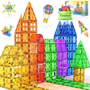 Imagem de Azulejos magnéticos para construção Coodoo Kids Toys 60 unidades com m