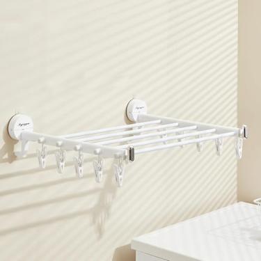 Imagem de Rack De Secagem Dobrável Cabide De Ventosa Com 10 Ganchos Rack De Secagem De Toalhas Portátil Secador De Roupas De Viagem Para Lavanderia Interna E Externa, Clear, One Size