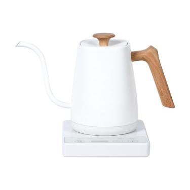 Imagem de AFXGUSD Chaleira com Pescoço de Ganso, Aquecimento Rápido, Proteção Contra Fervura a Seco, 1000 W, Controle de Temperatura, aço Inoxidável, para Ferver água Q, Grão de Madeira Branca