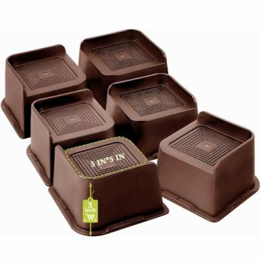 Imagem de Elevadores de cama 2.5 cm, 5.1 cm, 7.6 cm, 10.2 cm, 15.2 cm, 20.3 cm, 20.3 cm Resistente, Elevação de Móveis Grandes para Sofá Sofá Mesa Cadeira Perna Dormitório, Suporta até 2721.6 kg (Pacote com 6