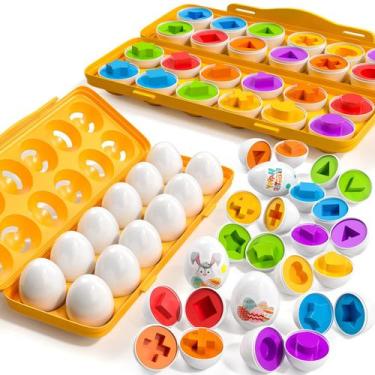 Imagem de Brinquedo sensorial Montessori TEMI 12 ovos de brinquedo com suporte p
