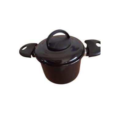 Imagem de Leiteira Esmaltada, Jarra para Ferver Leite, para FogõEs de InduçãO(Preto tampa ferro,14 cm)