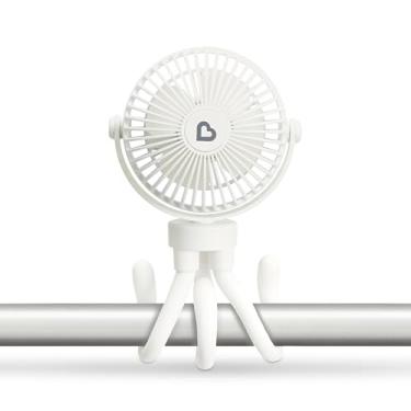 Imagem de Munchkin Ventilador de carrinho de bebê – Ventilador portátil para viagem, acessório de equipamento de bebê com 4 velocidades, acessório de perna de encaixe flexível, bateria recarregável, branco com