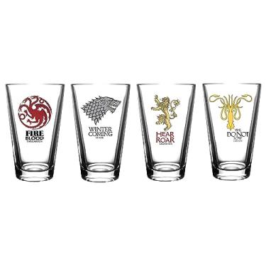 Imagem de Game of Thrones Conjunto de copos colecionáveis - Stark, Targaryen, Lannister, Greyjoy - Qualidade premium - Capacidade de 473 ml - Perfeito para cerveja