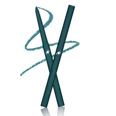 Imagem de Wavuketu Delineador azul verde à prova d'água lápis delineador azul escuro retrátil azul verde gel delineador à prova de manchas hipoalergênico de longa duração (05# brilho azul escuro)