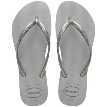 Imagem de Chinelo Havaianas Slim Gloss Feminino - Cor Cinza Gelo (BR, Adulto, Faixa Numérico, 33, 34)