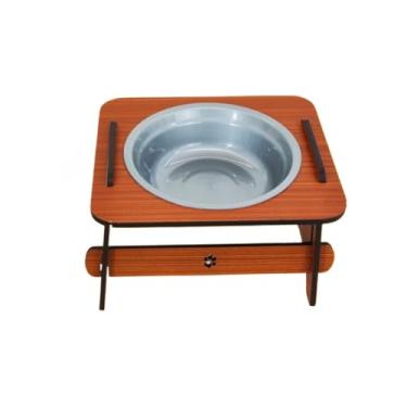 Imagem de Comedouro Pet Elevado Para Cachorro e Gato Com Tigela Com TAMPA(Cerejeira)