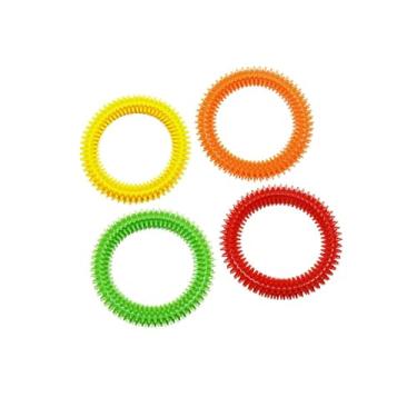 Imagem de Fenteer 4x Anel Sensorial Espinhoso Brinquedo Fidget Pulseira Leve Brinquedos Sensoriais Anéis de Acupressão para Adultos Mulheres Crianças Meias de Natal