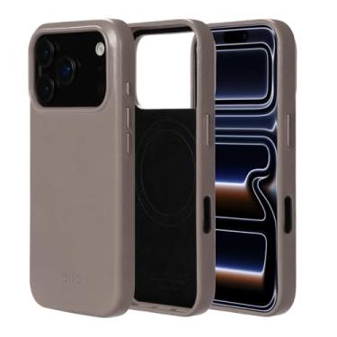 Imagem de alto Capa compatível com iPhone 17 Pro 2025, capa magnética de couro italiano compatível com Apple MagSafe, capa protetora contra quedas da série Clop (iPhone 17 Pro, 6,3 polegadas, cinza cimento)