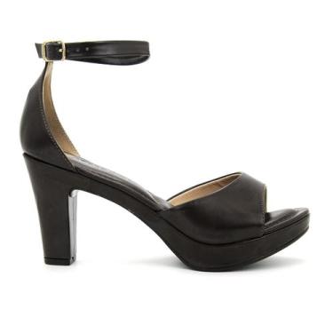 Imagem de Sandália Feminino Via Uno 411003 Salto Grosso Alto Meia Pata Calcanhar