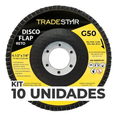 Imagem de Kit Com 10 Disco Flap Reto 4.1/2 X 7/8 Fds115-50Fc Z50