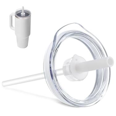 Imagem de Bluwing Tampa de copo de substituição para Hydro Flask 32 copos de viagem de 1,134 g, tampa de copo de pressão com canudo para Hydro Flask 907.2 g 1,134.0 g copos em toda a volta (branco)