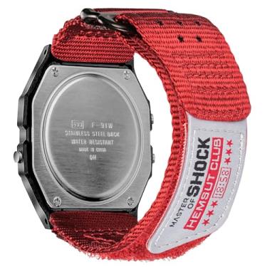 Imagem de Pulseira de relógio de 18 mm para Casio F-91W F-94W F-105W F-84W F-108WH W-218H W-S210 W-735H, pulseira de reposição esportiva de nylon resistente