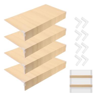 Imagem de AILOOCEDI 4 peças de capa de prateleira de arame de PVC semelhante a madeira, forros de prateleira de madeira falsa para despensa, banheiro, cozinha (40,6 cm L x 89 cm C)