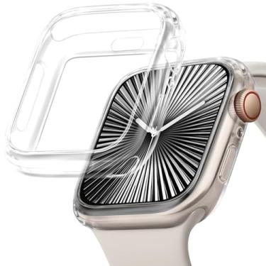 Imagem de JR.DM Capa de TPU flexível e macia de 46 mm, compatível com Apple Watch série 10, tela sensível ao toque, leve, antiarranhões, proteção total, fina, à prova de choque, amortecedor brilhante para