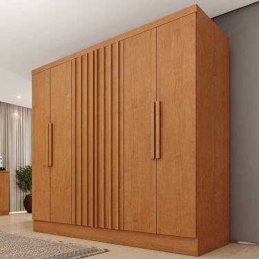 Imagem de Guarda-Roupa Casal Itaperuna 6 Portas 4 Gavetas Ripado Flex Cinamomo - Tcil Móveis