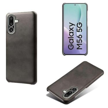Imagem de Capa para Samsung Galaxy M56 5G,Proteção contra quedas,Casca de volta de cor sólida simples,Design de couro de imitação de plástico-Black