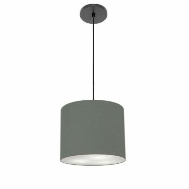 Imagem de Lustre Luminária Pendente Vivare Free Lux Pe-4107pr Cúpula Em Tecido 25x20cm Cinza-escuro Canopla Preta E Fio Preto
