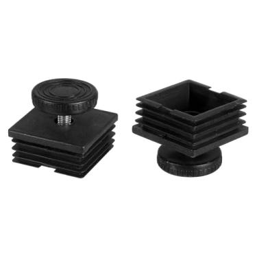 Imagem de DTGN Pés niveladores ajustáveis de 50 x 50 mm (CxL) - 2 conjuntos - Bom para móveis - Kit de inserção quadrada para móveis - Preto
