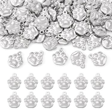 Imagem de Magibeads Pingentes de pata de aço inoxidável 304 pingentes de pata de cachorro gato animal de estimação pingentes de metal pequeno animal para colar, pulseira, brinco, chaveiro, artesanato feito à