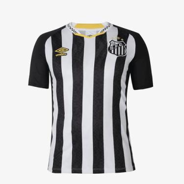 Imagem de Camisa Santos II 25/26 Torcedor Umbro Masculina, EEGG, Preto, Branco, 