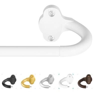 Imagem de Barra de cortina TVWOO Wrap Around de 66-120 polegadas de metal branco