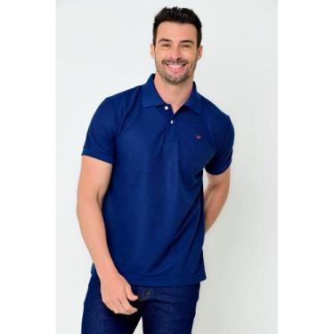 Imagem de Camisa Polo Piquet Lisa Masculina Camisaria Colombo, Azul marinho, 5