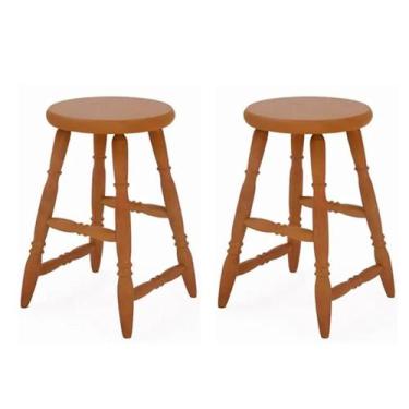 Imagem de Kit com 2 Banquetas de Maderia Bar Baixa Mel Acetinado - Piratini