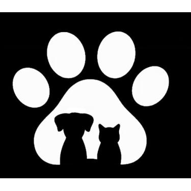 Imagem de Adesivo de vinil decalque NOK animais de estimação gato e cachorro com estampa de pata | Laptop de carros caminhões | branco | 14 x 12 cm | NOK2331