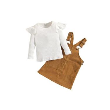 Imagem de Conjunto de vestidos de bebê Vestido Pinafore e camiseta para menina -