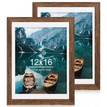 Imagem de Porta-retratos Hongkee Rustic Brown Wood 12x16, conjunto de 2