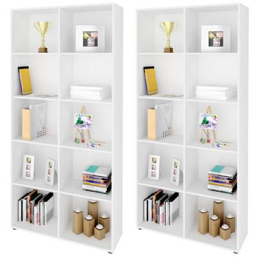 Imagem de Kit 02 Estantes Multiuso com 10 Nichos Clean A02 187x90 Branco - Lyam Decor