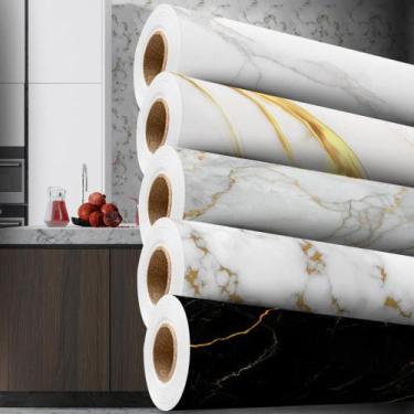 Imagem de Papel De Parede Adesivo Mármore com Brilho Lavável Autocolante - PAPEL
