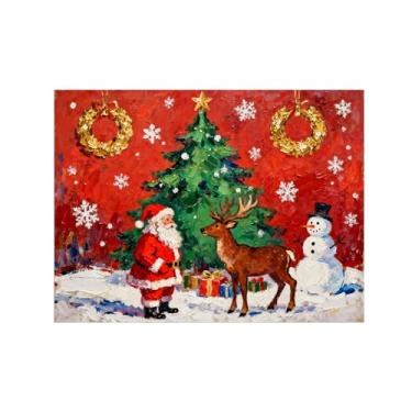 Imagem de Pinturas em tela Natal-Quadros Decoração de Parede-Árvore veado-Inverno Paisagens Impressões para Sala de Estar 60x80cm Sem Moldura
